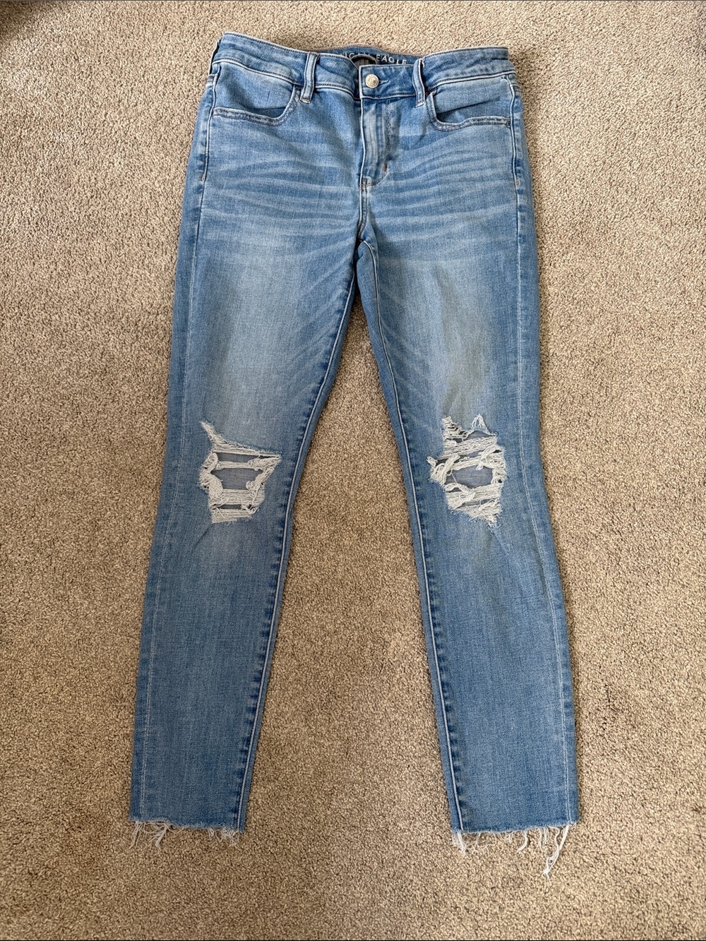 American Eagle Outfitters Light Blue Ripped Skinny Jeans